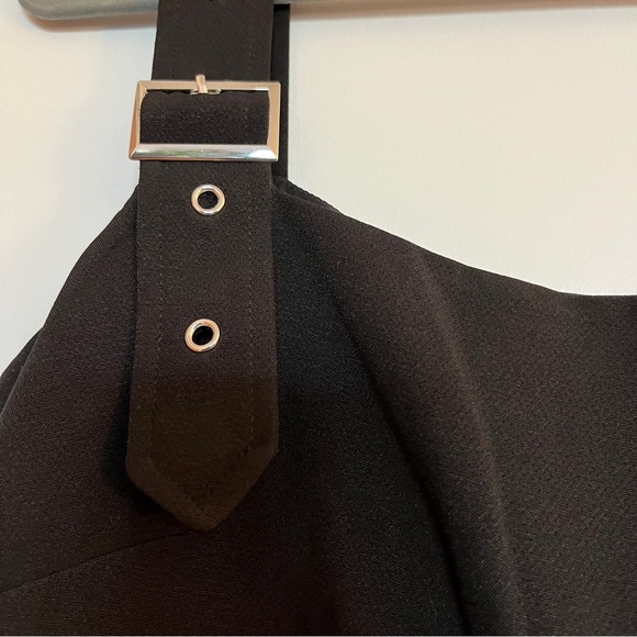 LBV Black Buckle Strap Midi Dress Size 8 - Picture 3 of 7